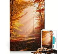 Rompecabezas de 1000 Piezas Sendero en el Bosque otoñal Dorado para Adultos y Adolescentes Juguete de lógica sólida, diversión silenciosa, Corte preciso, selección de Deseos de Papá Noel (38x52cm)
