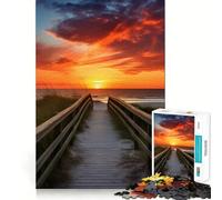 Rompecabezas de 1000 Piezas Sendero en la Playa al Atardecer para Adultos Recall Upgrade Stress Relief Tight Cut Santa Wish Pick 38x52cm