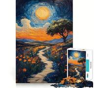Rompecabezas de 1000 Piezas Sendero Iluminado por el Sol Entre Flores Silvestres para Adultos Juguete para Pensar, calmar, Relajarse y Decorar la Pared con un diseño Limpio 38x52cm