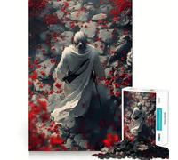 Rompecabezas de 1000 Piezas Sendero samurái Entre Flores Rojas para Adolescentes Juguete de lógica Fuerte para Disfrutar en Familia Borde Transparente Sorpresa cálida (38x52cm)