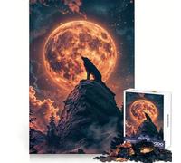 Rompecabezas de 1000 Piezas Serenata Lunar de Lobos para Adolescentes Desarrolla la Memoria y la Capacidad de Recordar Un Escape Relajante Bordes definidos Un Acogedor (38x26cm)