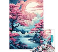Rompecabezas de 1000 Piezas Serene Sakura︰ Dreamscape al Atardecer Actividades Divertidas en casa Juego Imposible Divertido y humorístico para Mayores de 14 años (50x75cm)