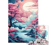 Rompecabezas de 1000 Piezas Serene Sakura︰ Paisaje onírico al Atardecer Difícil de completar Juegos educativos Apto para Mayores de 14 años (38x52cm)