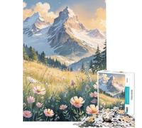 Rompecabezas de 1000 Piezas Serenidad de Pradera Alpina desafío Educativo Juego Familiar de Alto Nivel Apto para Mayores de 14 años (38x52cm)