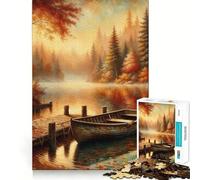Rompecabezas de 1000 Piezas Serenidad del Lago otoñal,Corte, diversión Inteligente,Juego,Actividad,Momento Acogedor,cumpleaños,Arte,Juego (50x75cm)
