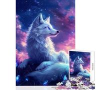 Rompecabezas de 1000 Piezas Serenidad del Lobo Estrellado Juego Educativo Juguete difícil decoración de Pared para Mejorar el Amor Entre Parejas (38x52cm)