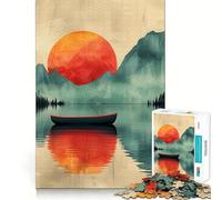 Rompecabezas de 1000 Piezas Serenidad en el Lago al Atardecer para Adolescentes Juguete para ejercitar la Mente, relajación Mental, diseño y Montaje Lista de Deseos de Papá Noel 38x52cm