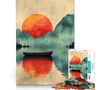 Rompecabezas de 1000 Piezas Serenidad en el Lago al Atardecer para Adultos Mejora la Memoria Alegría Familiar Diseño para armar Elige tu Deseo de Papá Noel 50x75cm