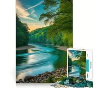 Rompecabezas de 1000 Piezas Sereno Curva del Río para Adultos Rompecabezas de Mente Suave y Relajante Imagen para armar Artículo de Santa Claus (50x75cm)