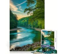 Rompecabezas de 1000 Piezas Sereno Curva del Río para Adultos Rompecabezas de Mente Suave y Relajante Imagen para armar Artículo de Santa Claus (50x75cm)