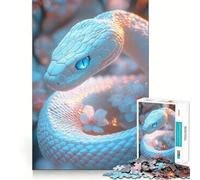 Rompecabezas de 1000 Piezas Serpiente Blanca con Ojos Azules - Juego para ejercitar la Mente - Artesanía de Corte experta - Un pasatiempo Fascinante para los Momentos de Ocio (50x75cm)