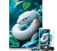 Rompecabezas de 1000 Piezas Serpiente Blanca Entre el Follaje para Adultos Divertido Juego de Memoria con componentes Resistentes y de Corte Limpio aliviar el estrés (50x75cm)