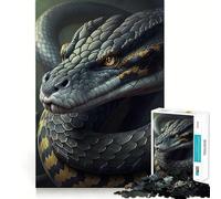 Rompecabezas de 1000 Piezas Serpiente Negra Arte de Corte Exacto,Desafío Inteligente Divertido,Juego de Ocio Divertido,Regalo de Decoración Navideña 38x52cm