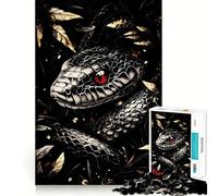 Rompecabezas de 1000 Piezas Serpiente Negra,Hojas Doradas,articulaciones afiladas,Juego para ejercitar la Mente,Juego para Momentos acogedores,decoración navideña para la Pared 50x75cm