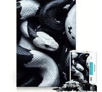 Rompecabezas de 1000 Piezas Serpientes en Blanco y Negro Decoración de Ajuste Limpio Actividad para Mente Inteligente Tiempo de Juego Acogedor Regalo Divertido de Navidad (38x26cm)