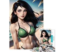 Rompecabezas de 1000 Piezas - Shego en la Playa Juguetes educativos para Juegos de Aprendizaje Reto difícil Ideas de Regalos (Tamaño 38x26cm)