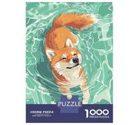 Rompecabezas De 1000 Piezas - Shiba Inu Dog Swimming Illustration Rompecabezas para Adolescentes Juego Familiar Análisis Y Lógica Trato como Regalos para Toda La Familia 52x38cm/1000pcs