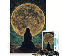 Rompecabezas de 1000 Piezas Silueta bajo una Luna Gigante para Adolescentes Juguete para aliviar el estrés Diseño artístico y fácil de Cortar 38x26cm