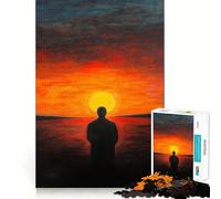 Rompecabezas de 1000 Piezas Silueta de Adolescentes al Atardecer para Mejorar la Memoria y Relajarse Borde Limpio Artículo de Santa Claus 38x52cm