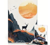 Rompecabezas de 1000 Piezas Silueta de Ciervo al Amanecer para Adultos Mejora la Memoria Alegría Familiar Diseño para armar Elige tu Deseo de Papá Noel 38x26cm