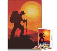 Rompecabezas de 1000 Piezas, Silueta de Excursionista al Atardecer, Juguetes, Juegos educativos, análisis y lógica, Regalos de Amigo Secreto, tamaño 38x26cm