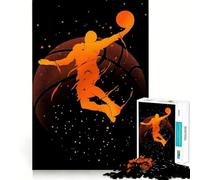 Rompecabezas de 1000 Piezas Silueta de Jugador de Baloncesto Haciendo un Mate Juego de articulación preciso Juguete cognitivo Juego de Ocio Regalo Divertido de Navidad (38x52cm)