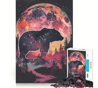 Rompecabezas de 1000 Piezas Silueta de Oso Galaxia Corte Exacto Juego de lógica Juego de relajación Arte (38x26cm)