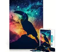 Rompecabezas de 1000 Piezas Silueta de tucán Galaxia Borde Limpio Decoración Soluciona Problemas Diversión Fácil Tiempo Divertido Decoración de Navidad Regalo (38x26cm)