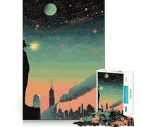 Rompecabezas de 1000 Piezas Silueta del Hombre en el Espacio para Adolescentes Juego Inteligente para fomentar la convivencia Obra de Arte para armar 38x26cm