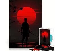 Rompecabezas de 1000 Piezas Silueta Ninja con Luna Roja para Adolescentes Juguete de Lógica Clara Pasatiempo Relajante Corte Perfecto Regalo Clásico 50x75cm