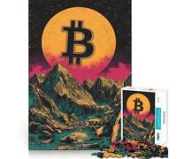 Rompecabezas de 1000 Piezas - Símbolo Vintage de Bitcoin,decoración de Bordes impecables,Juguete para Entrenar el Pensamiento,Juego Divertido y fácil de Usar,Regalo de cumpleaños (38x52cm)