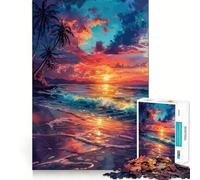 Rompecabezas de 1000 Piezas Sinfonía del Atardecer Tropical, Bordes definidos, decoración, Juego cognitivo, Juguete, diversión fácil, Ocio (38x26cm)