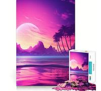 Rompecabezas de 1000 Piezas Sinfonía Synthwave del Atardecer para Adultos Juguete Mental Relajante y Divertido Corte Premium Regalo de cumpleaños 38x52cm