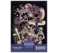 Rompecabezas De 1000 Piezas Skull with Dove Filigree Rompecabezas para Adolescentes Juego De Ingenio Regalos para Mujeres Cumpleaños Y Navidad 52x38cm/1000pcs