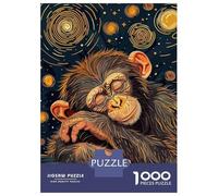 Rompecabezas De 1000 Piezas - Sleeping Chimpanzee in Starry Night Style Rompecabezas Juego De Ingenio Decoración De Pared Oferta como Regalos para Toda La Familia 38x26cm/1000pcs