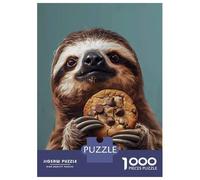 Rompecabezas De 1000 Piezas Sloth Eating Cookie Rompecabezas para Adultos Juegos Relajantes Decoración del Hogar Cumpleaños Y Navidad 52x38cm/1000pcs
