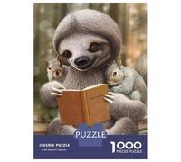 Rompecabezas De 1000 Piezas Sloth Read Books Rompecabezas para Adultos Juguetes Antiestrés Decoración Perfecta Cumpleaños Y Navidad 52x38cm/1000pcs