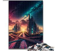 Rompecabezas de 1000 Piezas Smart City Vía Láctea de Madera, Navidad y Año Nuevo, Regalo navideño de 50x75cm, Juego de ingenio para Adolescentes, Regalo navideño