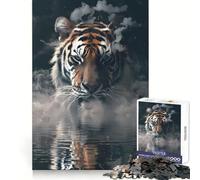 Rompecabezas de 1000 Piezas Smoky Tiger Beast para Adolescentes Juguete para ejercitar la Mente Juego de Mesa en Grupo Arte y ensamblaje Regalo clásico (50x75cm)