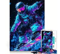 Rompecabezas de 1000 Piezas Snowboarder in Neon Lights para Adolescentes Refuerza la Memoria y el vínculo Familiar Regalo Original y práctico (38x52cm)