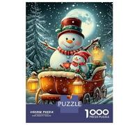 Rompecabezas De 1000 Piezas Snowman Sleigh Winter Scene Rompecabezas Juguetes Antiestrés Decoración De Pared Cumpleaños Y Navidad 70x50cm/1000pcs