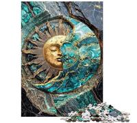 Rompecabezas de 1000 Piezas Sol y Luna Dorados Arte Kintsugi Rompecabezas para Adolescentes Carrera de Velocidad Manual para Cumpleaños Navidad (38x26cm)