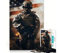 Rompecabezas de 1000 Piezas Soldado Americano para Adolescentes Juego de Memoria y concentración Calidad Profesional Ideal para Recortar y Relajarse en Grupo (50x75cm)