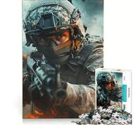 Rompecabezas de 1000 Piezas Soldado en Combate Juego de ingenio Regalo de cumpleaños con Piezas de Formas aleatorias Que encajan Perfectamente 38x26cm