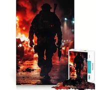 Rompecabezas de 1000 Piezas Soldado en Zona de Guerra para Adolescentes Juguete de lógica Fina, Divertido y Relajante Decoración de Pared con Bordes limpios (38x52cm)