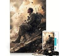 Rompecabezas de 1000 Piezas Soldado en Zona de Guerra para Adolescentes Juguete para desarrollar la lógica, Relajante y Divertido Corte preciso Regalo artístico (38x26cm)