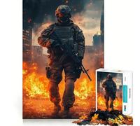 Rompecabezas de 1000 Piezas Soldado en Zona de Guerra para Adolescentes Refuerza la Memoria y el vínculo Familiar Bordes precisos Regalo Original (38x52cm)