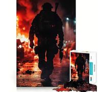 Rompecabezas de 1000 Piezas Soldado en Zona de Guerra para Adultos Fortalece la Memoria Divertido y Casual Bordes limpios Regalo clásico (38x52cm)