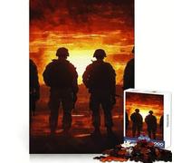 Rompecabezas de 1000 Piezas Soldados al Atardecer para Adultos Juego Mental Pasatiempo en casa Bordes limpios Un Regalo Encantador (38x26cm)