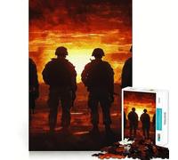 Rompecabezas de 1000 Piezas Soldados al Atardecer para Adultos Juego Mental Pasatiempo en casa Bordes limpios Un Regalo Encantador (38x26cm)